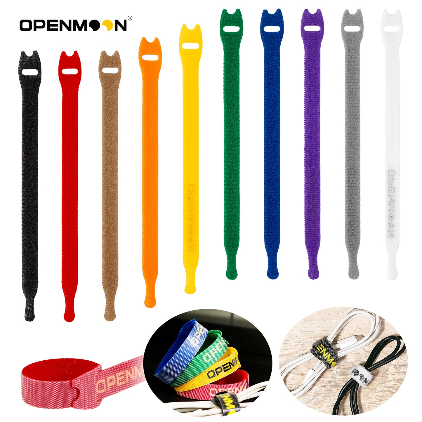 OPENMOON Nylon Reusable Cable Ties, Adjustable 10pieces Multicolor